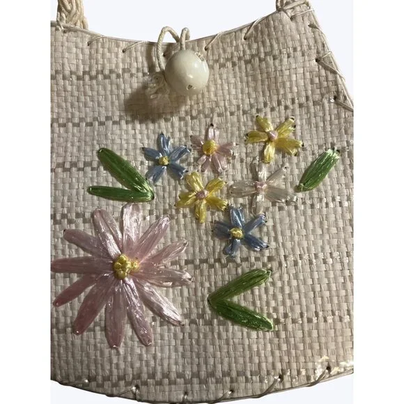Girls Hand Embroidered White Vintage Bag W/Floral Design  Ages 2-7 Bag only - Picture 6 of 15